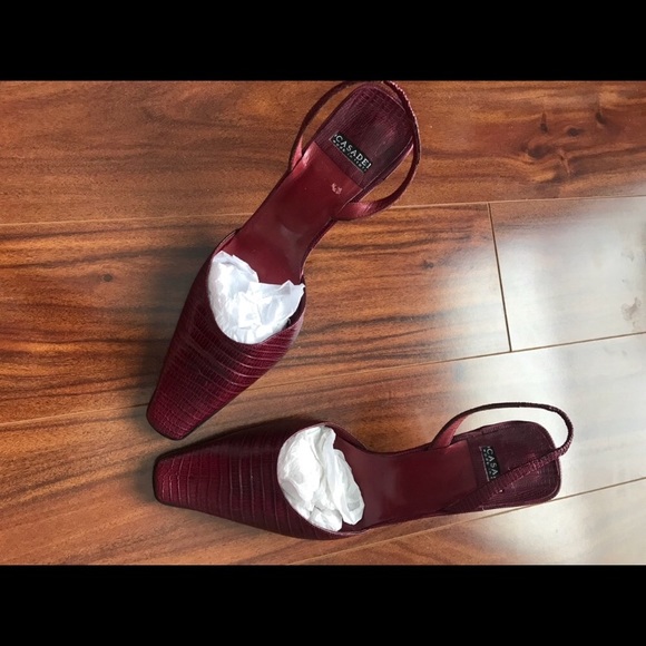 Casadei croc skin square toe sling back heel! - Picture 2 of 4
